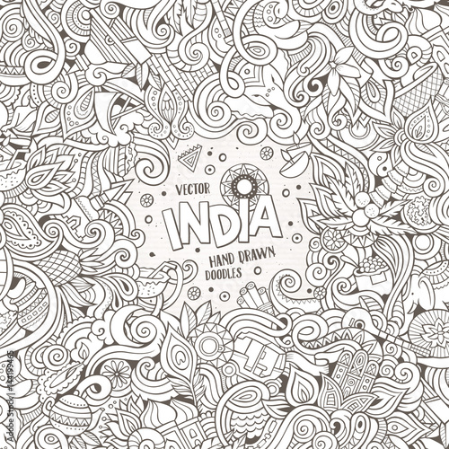 Cartoon hand-drawn doodles India illustration
