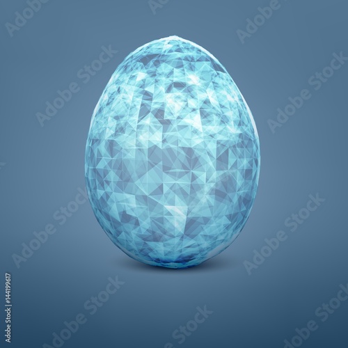 Abstract vector egg. 3D mesh object. Futuristic style card. Lines  point  planes in 3d space.