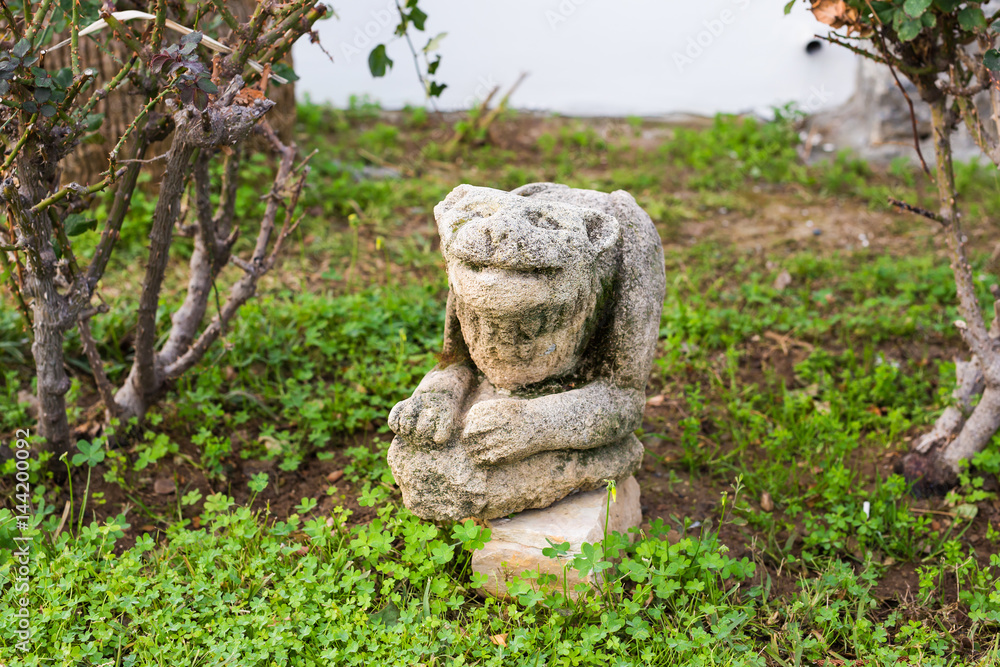 Stone lion or cat statue