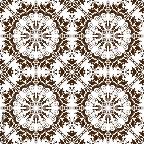 Vector floral seamless pattern background in Arabian style. Arabesque pattern. Eastern ethnic ornament. Elegant texture for backgrounds.