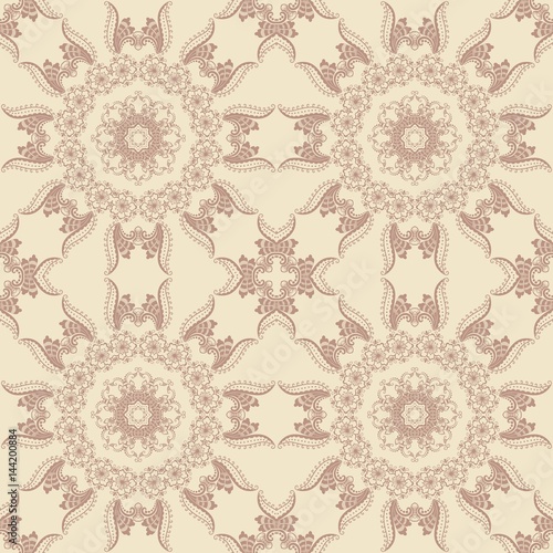 Vector floral seamless pattern background in Arabian style. Arabesque pattern. Eastern ethnic ornament. Elegant texture for backgrounds.