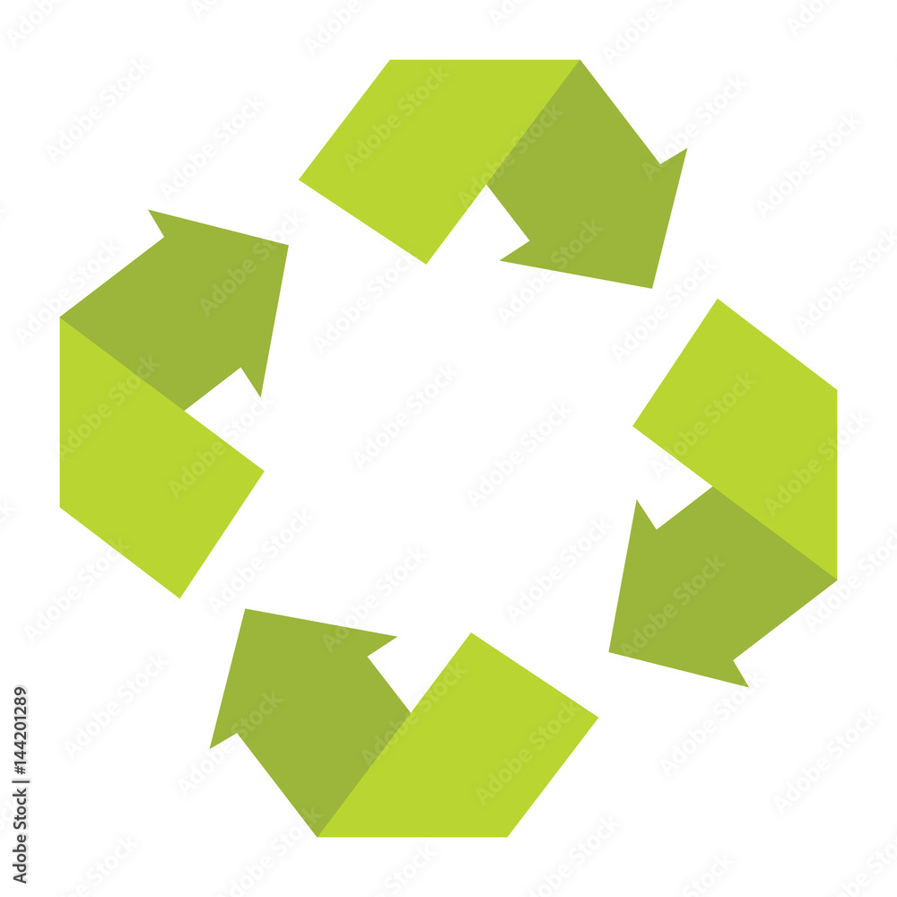 Ecologycal flat green recycle eco sign isolated on white backgro Ecologycal flat green recycle eco sign isolated on white backgro
