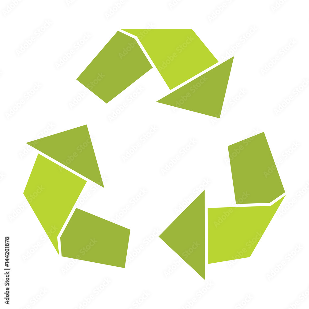 Ecologycal flat green recycle eco sign isolated on white backgro Ecologycal flat green recycle eco sign isolated on white backgro