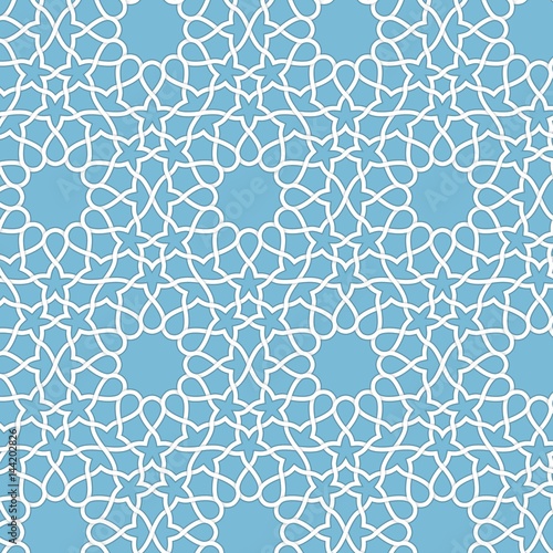 Vector abstract geometric islamic background. Based on ethnic muslim ornaments. Intertwined paper stripes. Elegant background for cards, invitations etc.