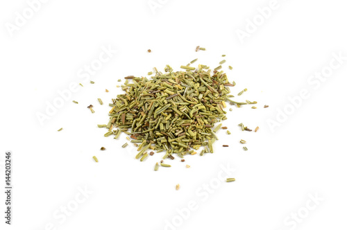 Pile of dried chopped rosemary leaves