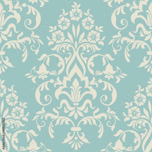 Vector damask seamless pattern element. Classical luxury old fashioned damask ornament  royal victorian seamless texture for wallpapers  textile  wrapping. Exquisite floral baroque template.