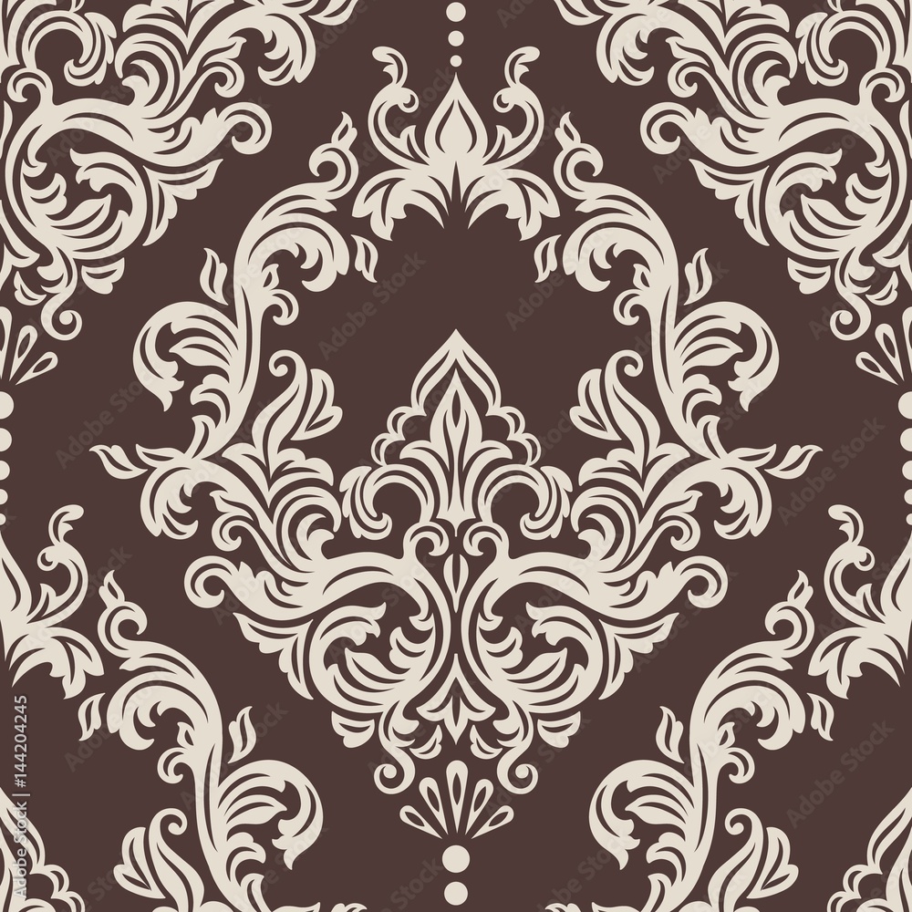 Vector damask seamless pattern element. Classical luxury old fashioned damask ornament, royal victorian seamless texture for wallpapers, textile, wrapping. Exquisite floral baroque template.