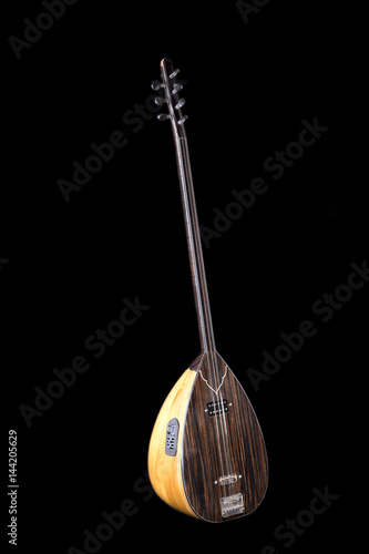 Saz baglama Turkish Music Instrument Isolated on a Black Background