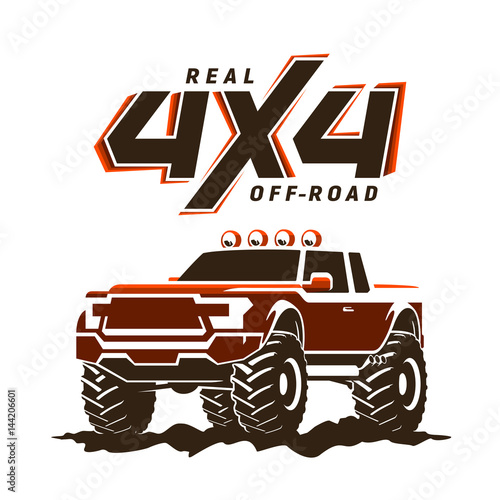 Off-road monster truck pickup illustration