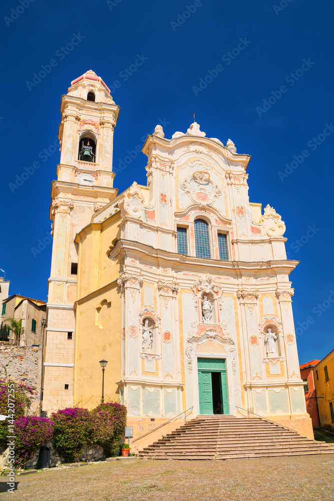 Baroque church of St. John in the medieval village Cervo, Liguria region, Italy