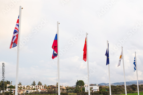 Flags of various nations and some countries outdoor