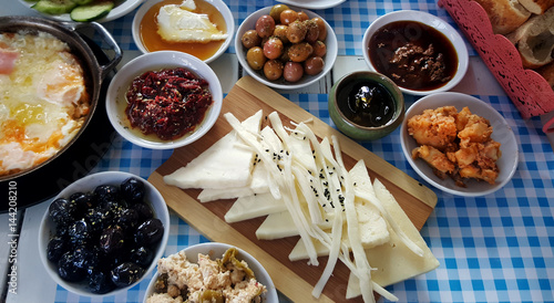 Breakfast - traditional Turkish breakfast table