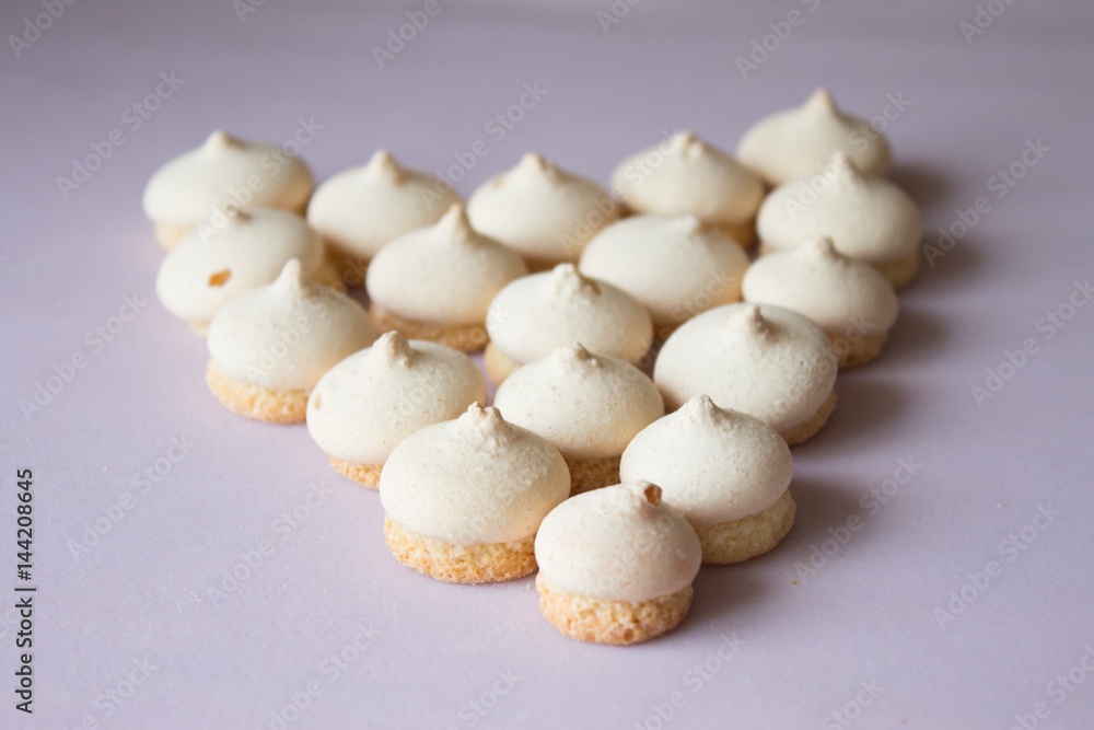 Close up of cookies. Pink background Close up of cookies. Pink background