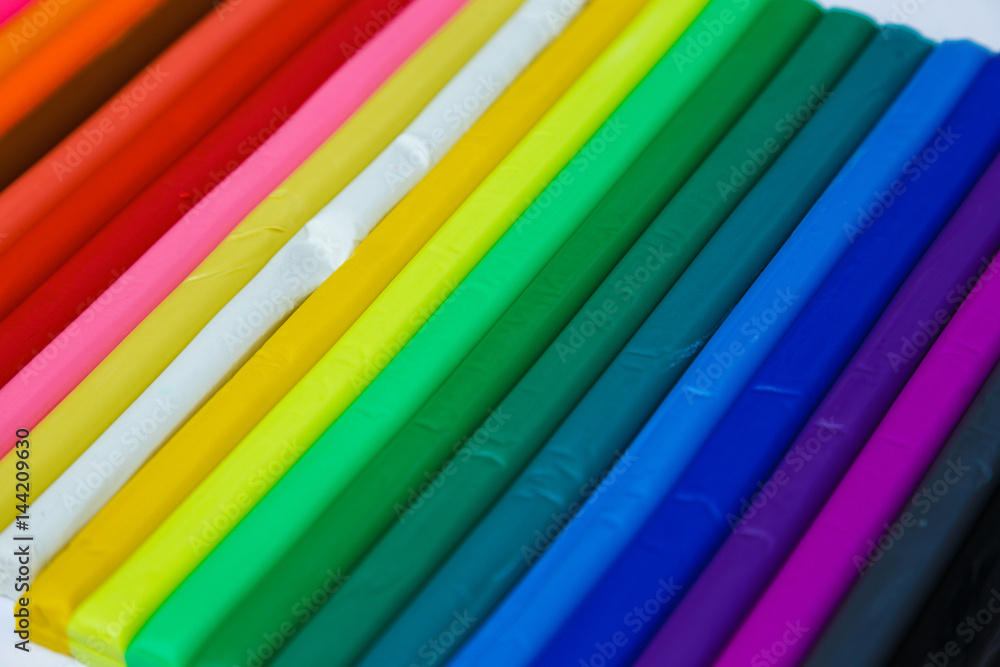 Set of plasticine palettes on white background. Rainbow colors
Set of plasticine palettes on white background. Rainbow colors