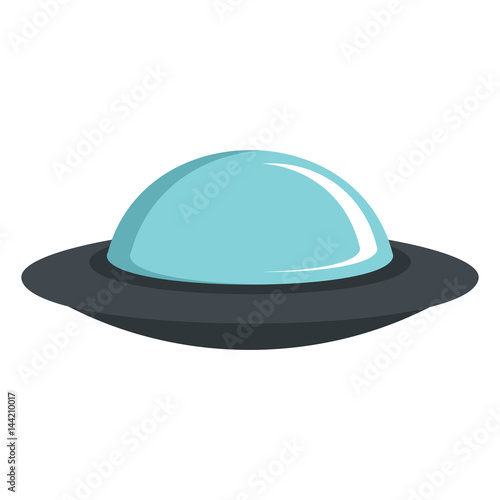 Flat cartoon spaceship ufo object isolated on white background