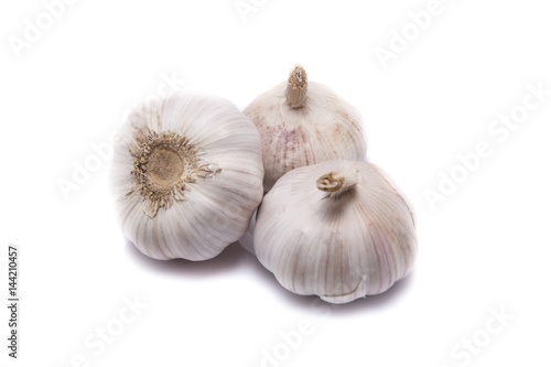Three garlics for healthy on white background