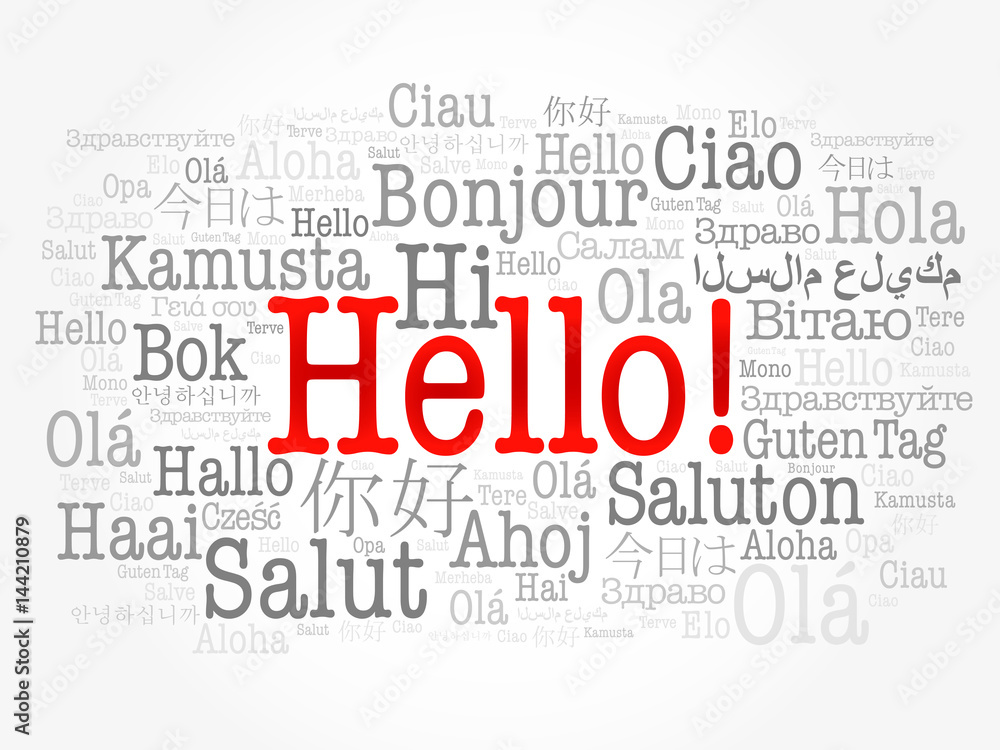 Hello word cloud in different languages of the world, background concept Hello word cloud in different languages of the world, background concept