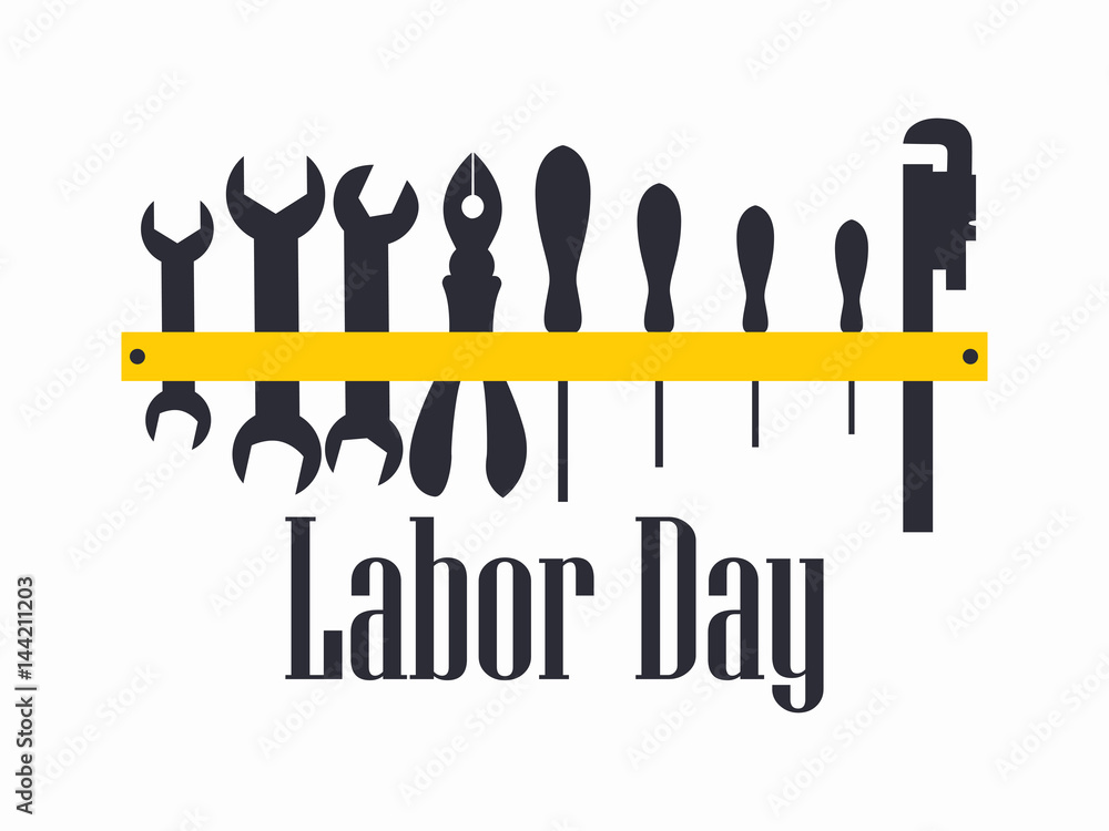 Labour Day. Engineer labour tools. Vector illustration