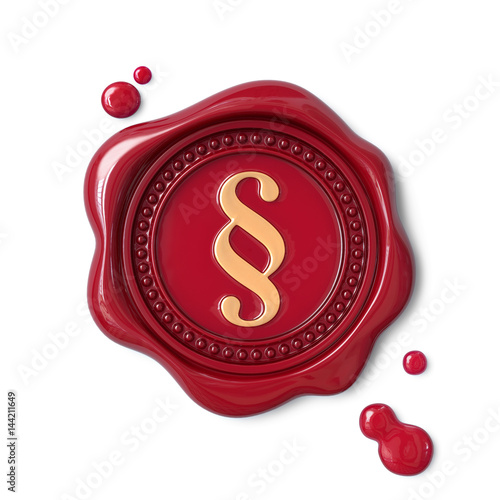 Red wax seal with gold paragraph sign