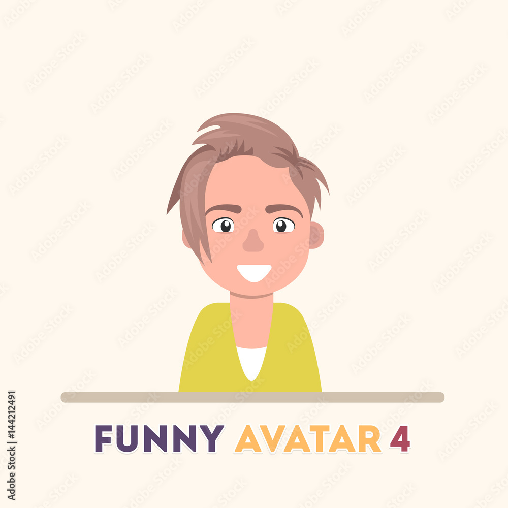 Attractive girl in a yellow sweater, smiling. Vector icons of a flat style. Attractive girl in a yellow sweater, smiling. Vector icons of a flat style.