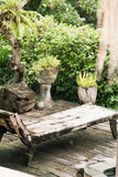 Old wood Relaxing chairs in the tropical nature