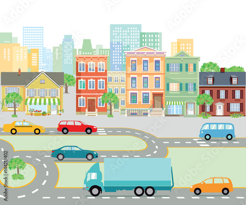 Straßenverkehr in der Stadt, transport Illustration