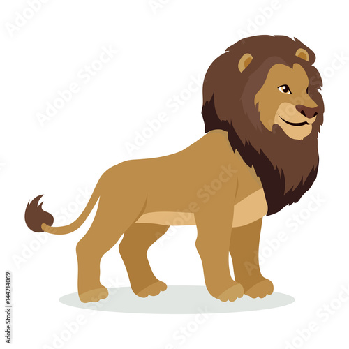 Lion Cartoon Icon in Flat Style Design