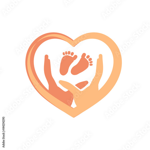 Heart and hands. logotype.