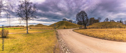 Old Uppsala - April 08, 2017 : Viking graves of Old Uppsala, Sweden