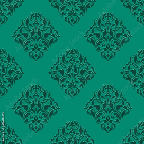 Vector damask seamless pattern background. Classical luxury old fashioned damask ornament, royal victorian seamless texture for wallpapers, textile, wrapping. Exquisite floral baroque template.