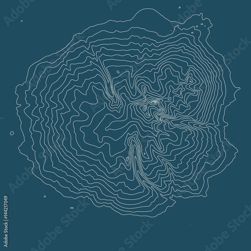 Vector abstract earth relief map. Generated conceptual elevation map. Isolines of landscape surface elevation. Geographic map conceptual design. Elegant background for presentations.