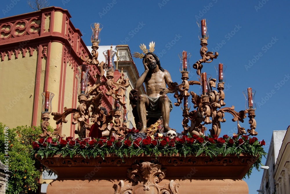 Fototapeta premium Traditional procession on holy week in Jerez, Spain. 