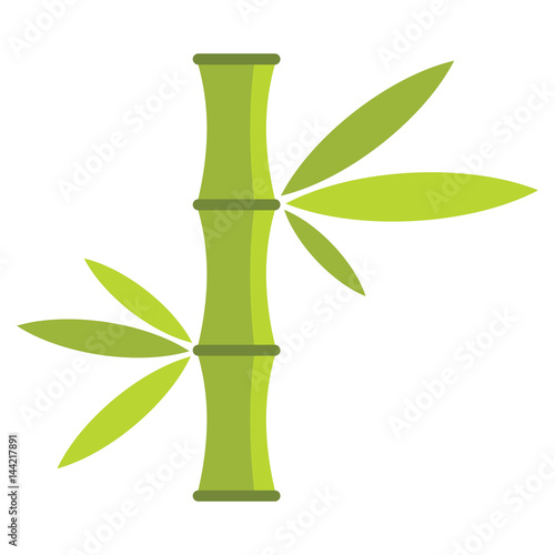 Flat cartoon green bamboo icon isolated on white background