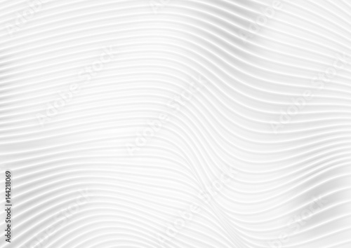 Abstract grey white wavy lines vector background © saicle