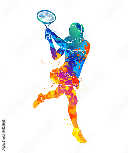 Canvas Print tennis player, silhouette