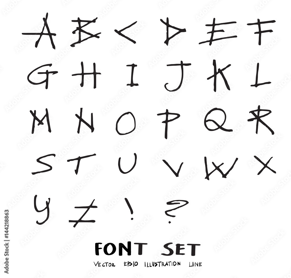Hand drawn alphabet letters Vector eps10 Hand drawn alphabet letters Vector eps10