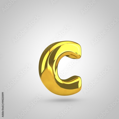 Golden letter C lowercase isolated on white background