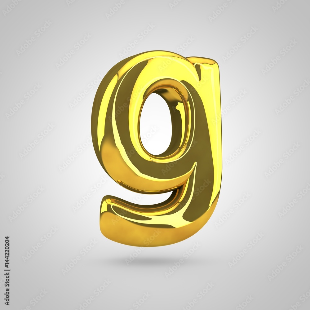 Obraz premium Golden letter G lowercase isolated on white background