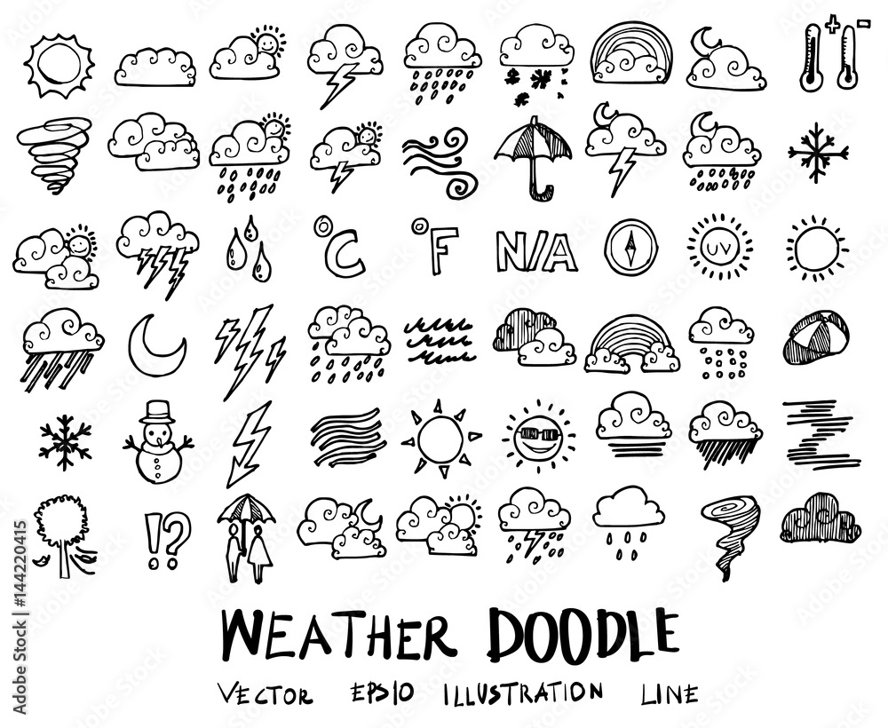 Weather doodles sketch vector ink eps10 Weather doodles sketch vector ink eps10