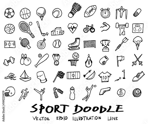 Doodle line sports Vector illustration eps10