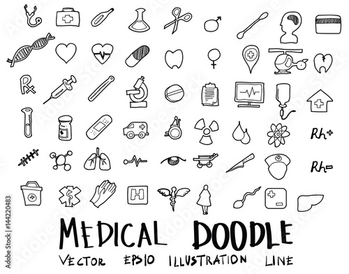 Hand drawn medicine icon set eps10