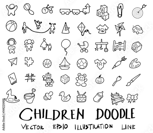 Hand drawn children doodle set eps10