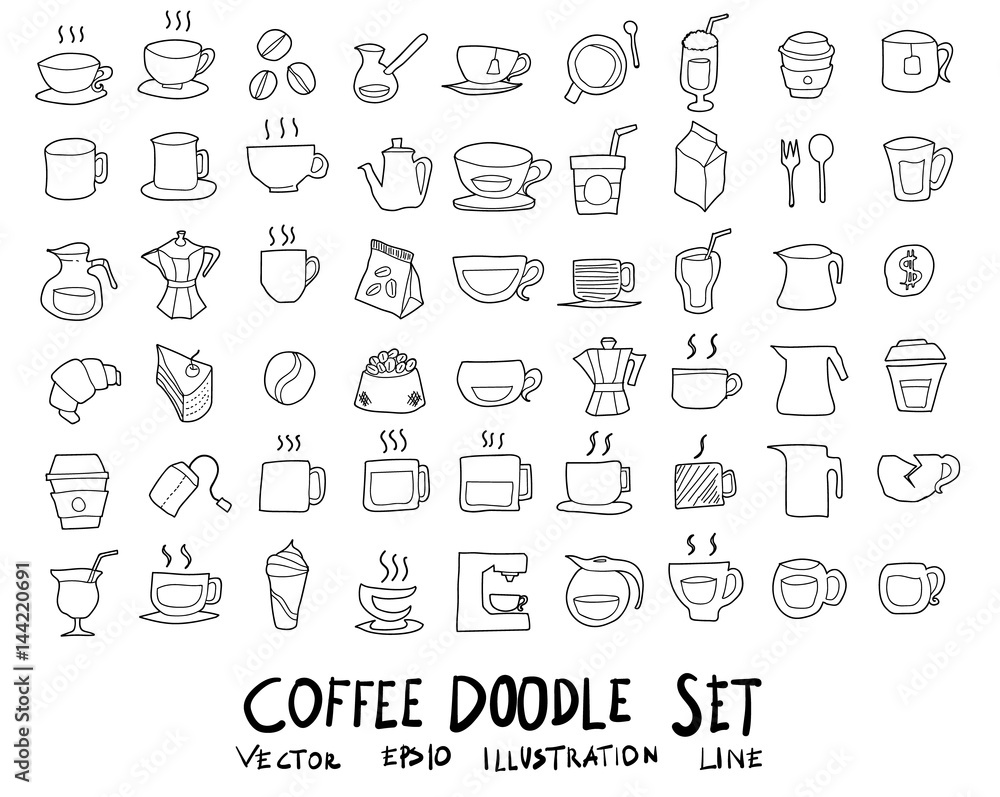 Doodle sketch coffee icons Illustration eps10 Doodle sketch coffee icons Illustration eps10
