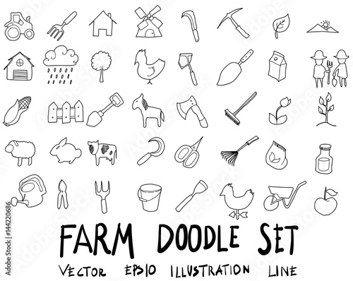 Doodle sketch farm icons Illustration eps10