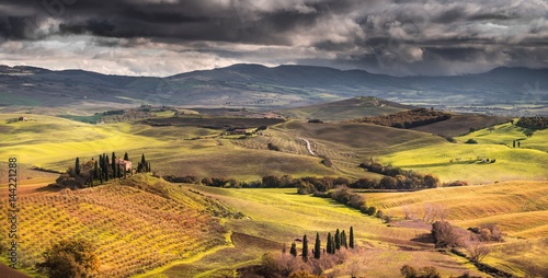 Farmhouse and field at San Quirico d Orcia photo