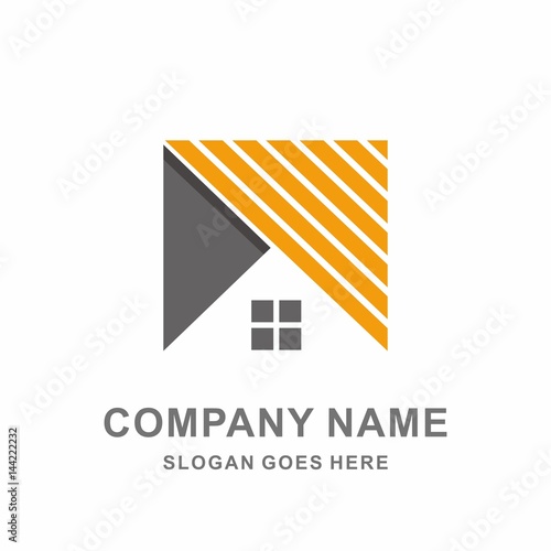 Square Building House Roof Architecture Interior Construction Real Estate Business Company Stock Vector Logo Design Template