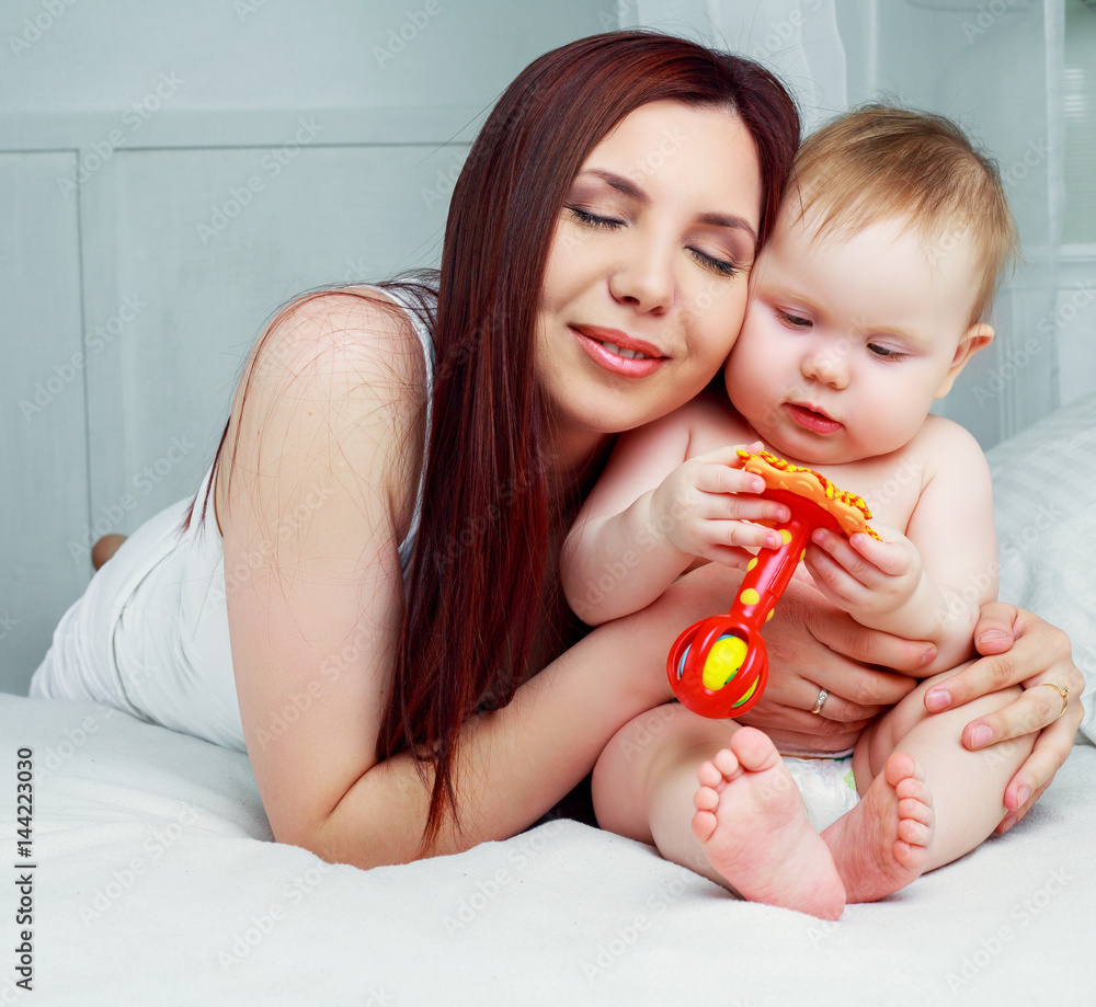 mother and baby in bed mother and baby in bed