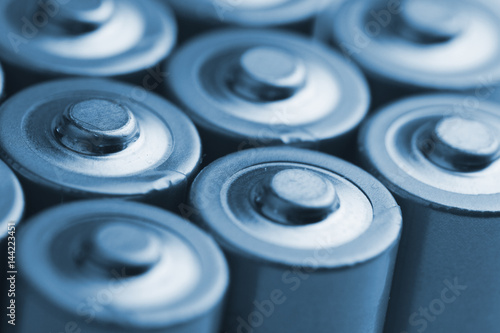 closeup of electric batteries