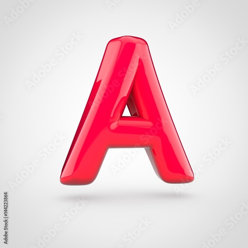 Glossy pink paint letter A uppercase