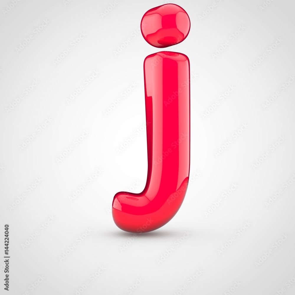Glossy pink paint letter J lowercase Glossy pink paint letter J lowercase